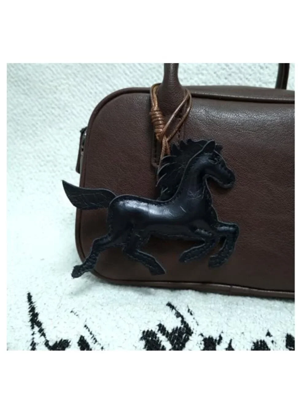 Genuine Leather Running Horse Keychain Bag Charm Handmade